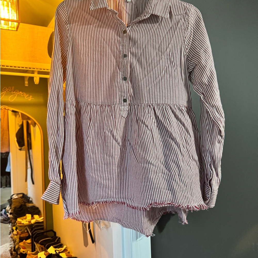 Striped Button-Up Women's Top